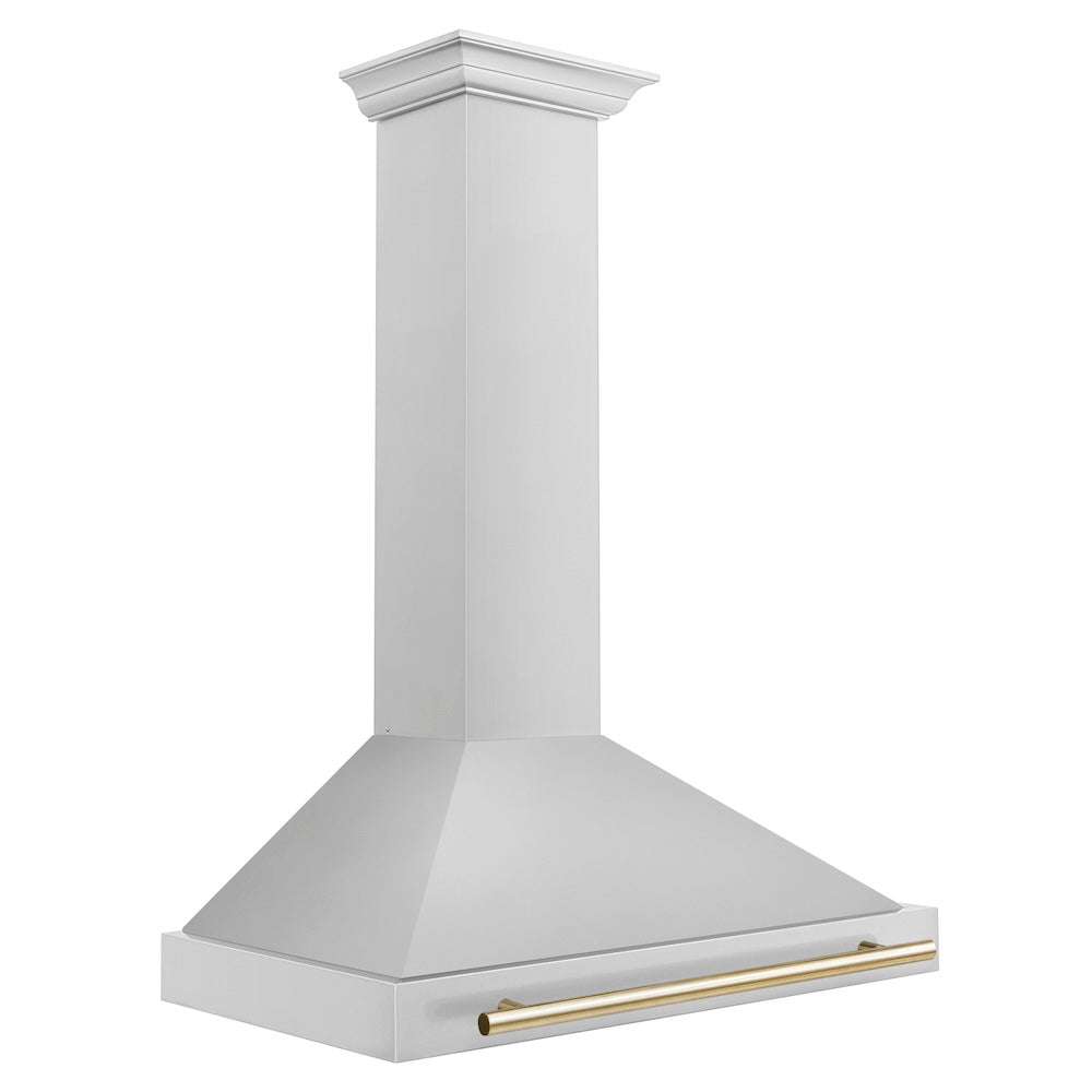 Autograph Edition 36 In. Convertible Stainless Steel Range Hood With Stainless Steel Shell And Polished Gold Accents KB4STZ36G