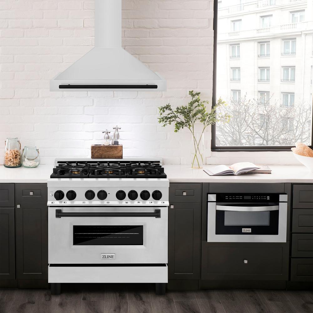 Autograph Edition 36 In. Convertible Stainless Steel Range Hood With Stainless Steel Shell And Matte Black Accents KB4STZ36MB
