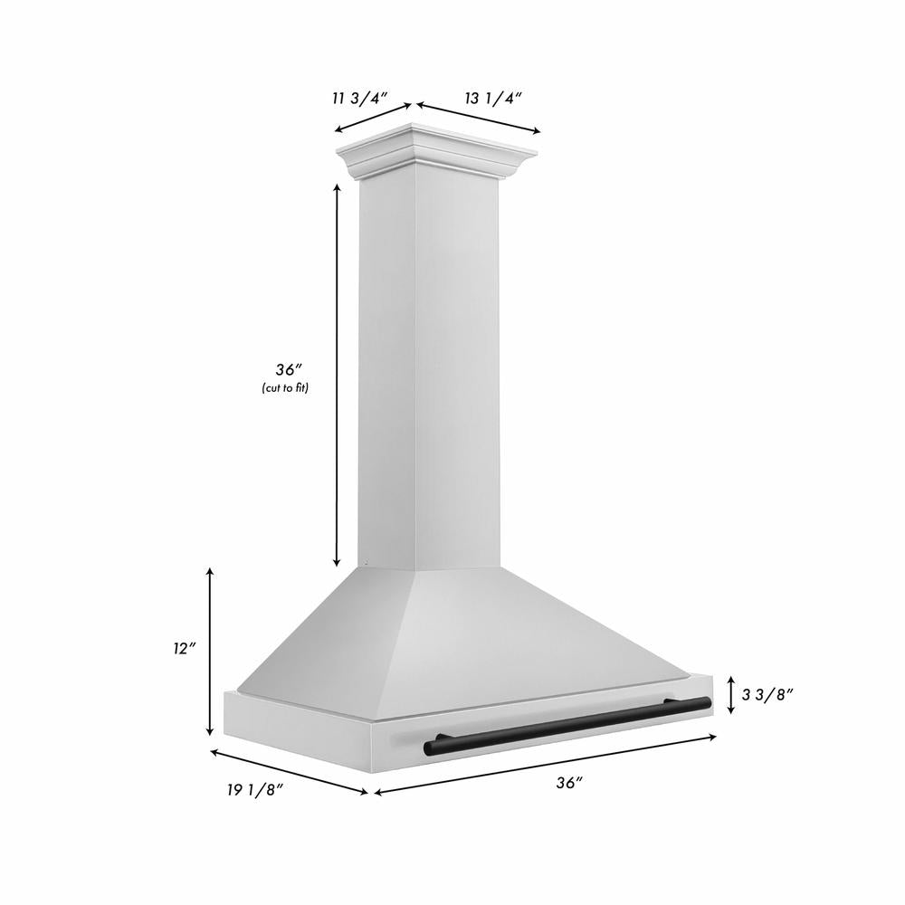 Autograph Edition 36 In. Convertible Stainless Steel Range Hood With Stainless Steel Shell And Matte Black Accents KB4STZ36MB
