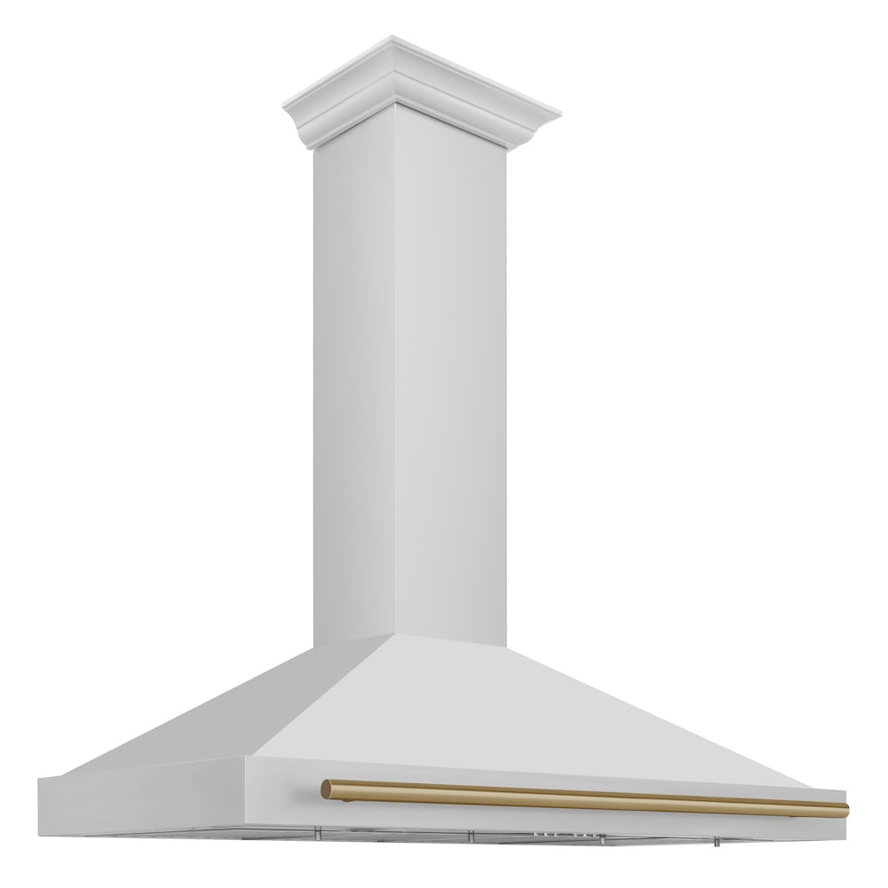 Autograph Edition 48 In. Convertible Stainless Steel Range Hood With Stainless Steel Shell And Champagne Bronze Accents KB4STZ48CB