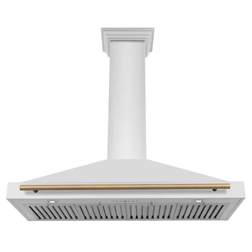 Autograph Edition 48 In. Convertible Stainless Steel Range Hood With Stainless Steel Shell And Champagne Bronze Accents KB4STZ48CB