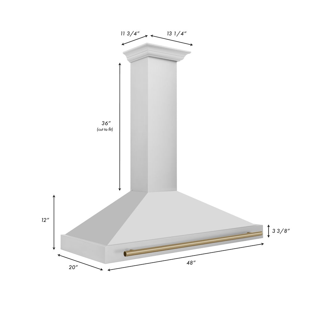 Autograph Edition 48 In. Convertible Stainless Steel Range Hood With Stainless Steel Shell And Champagne Bronze Accents KB4STZ48CB