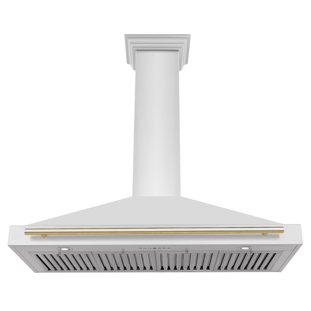 Autograph Edition 48 In. Convertible Stainless Steel Range Hood With Stainless Steel Shell And Polished Gold Accents KB4STZ48G