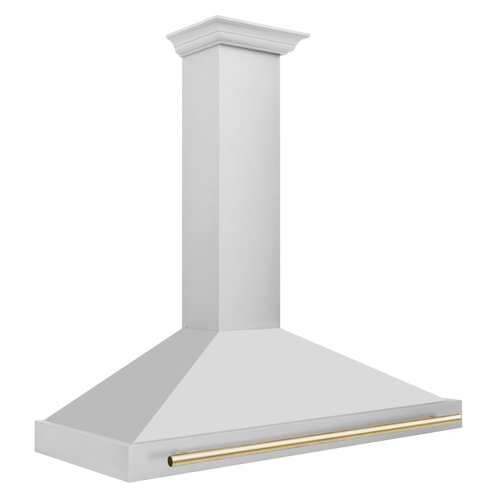 Autograph Edition 48 In. Convertible Stainless Steel Range Hood With Stainless Steel Shell And Polished Gold Accents KB4STZ48G