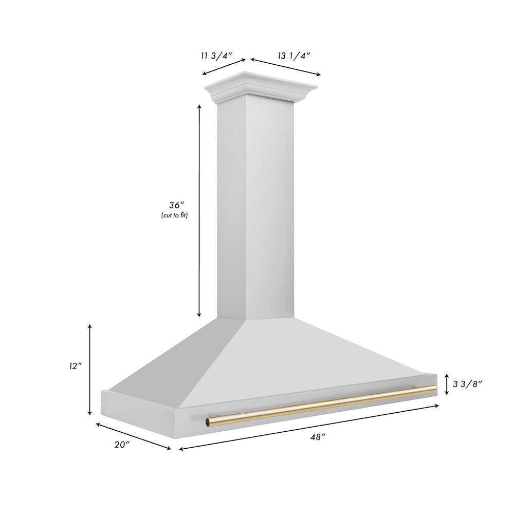 Autograph Edition 48 In. Convertible Stainless Steel Range Hood With Stainless Steel Shell And Polished Gold Accents KB4STZ48G