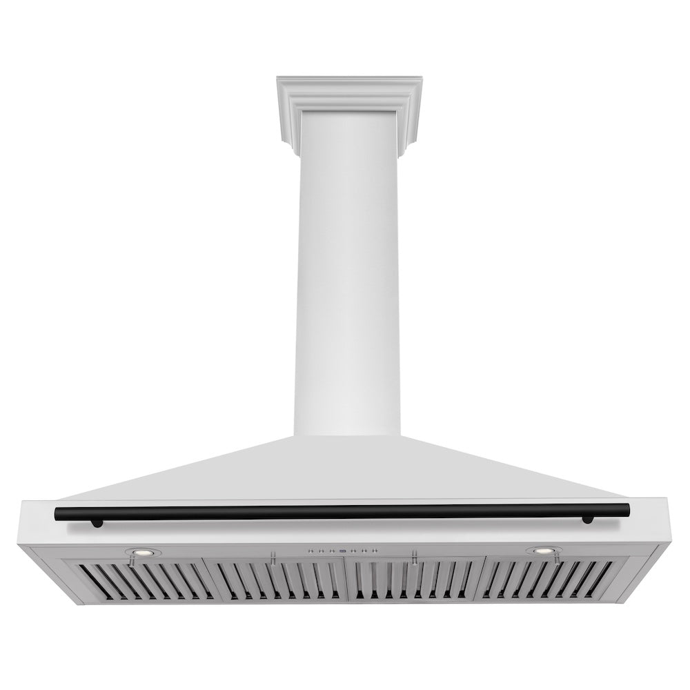 48in. Autograph Edition Convertible Stainless Steel Range Hood with Stainless Steel Shell and Matte Black Accents KB4STZ48MB