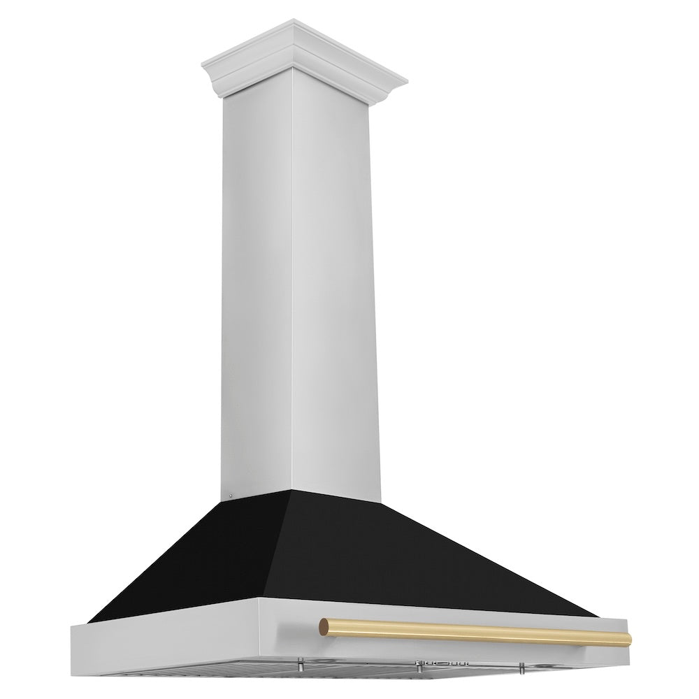 Autograph Edition 36 In. Convertible Stainless Steel Range Hood With Black Matte Shell And Champagne Bronze Handle KB4STZBLM36CB