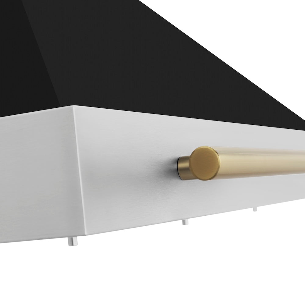 Autograph Edition 36 In. Convertible Stainless Steel Range Hood With Black Matte Shell And Champagne Bronze Handle KB4STZBLM36CB