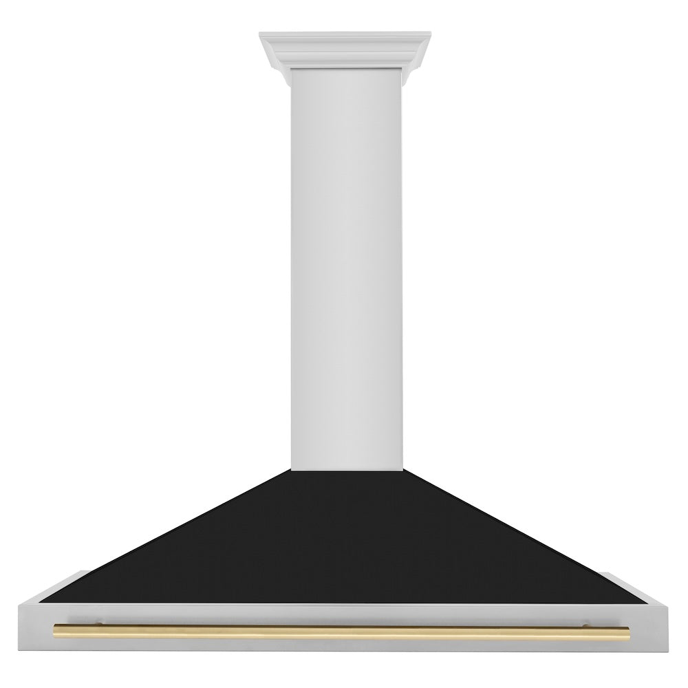 Autograph Edition 48 In. Convertible Stainless Steel Range Hood With Black Matte Shell And Champagne Bronze Handle KB4STZBLM48CB