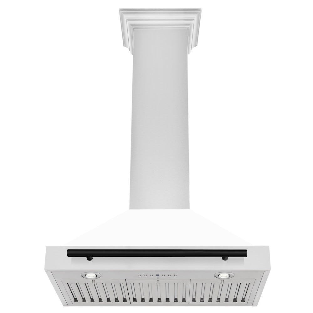 Autograph Edition 30 In. Convertible Stainless Steel Range Hood With White Matte Shell And Matte Black Accents KB4STZWM30MB