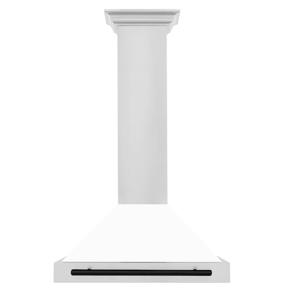 Autograph Edition 30 In. Convertible Stainless Steel Range Hood With White Matte Shell And Matte Black Accents KB4STZWM30MB