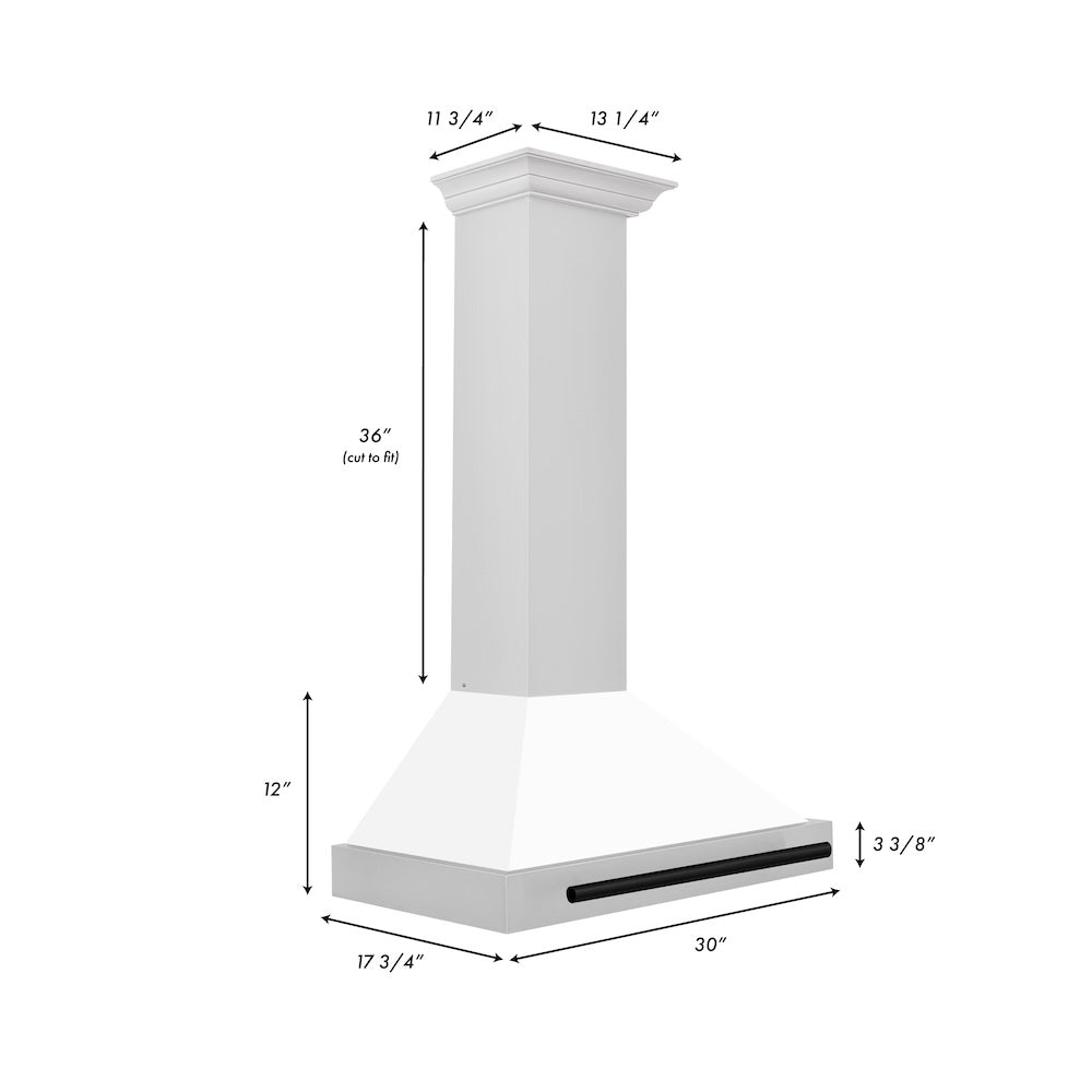 Autograph Edition 30 In. Convertible Stainless Steel Range Hood With White Matte Shell And Matte Black Accents KB4STZWM30MB