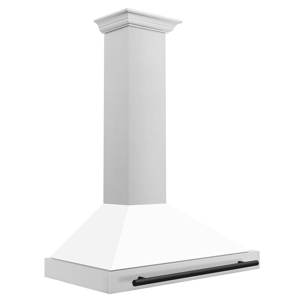 Autograph Edition 36 In. Convertible Stainless Steel Range Hood With White Matte Shell And Matte Black Accents KB4STZWM36MB