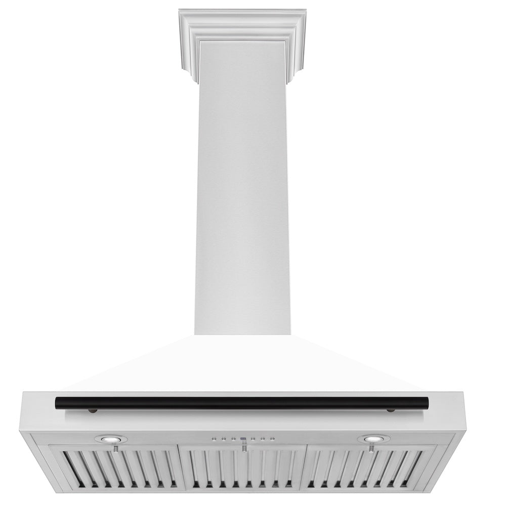 Autograph Edition 36 In. Convertible Stainless Steel Range Hood With White Matte Shell And Matte Black Accents KB4STZWM36MB