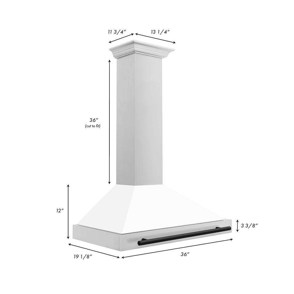 Autograph Edition 36 In. Convertible Stainless Steel Range Hood With White Matte Shell And Matte Black Accents KB4STZWM36MB