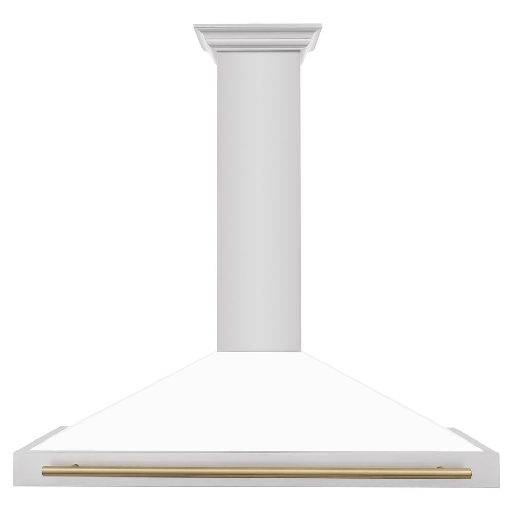 Autograph Edition 48 In. Convertible Stainless Steel Range Hood With White Matte Shell And Champagne Bronze Accents KB4STZWM48CB