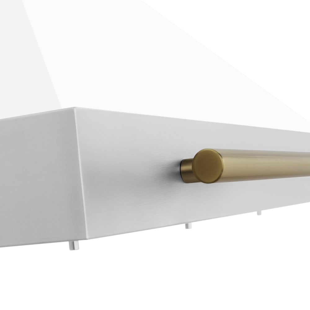 Autograph Edition 48 In. Convertible Stainless Steel Range Hood With White Matte Shell And Champagne Bronze Accents KB4STZWM48CB