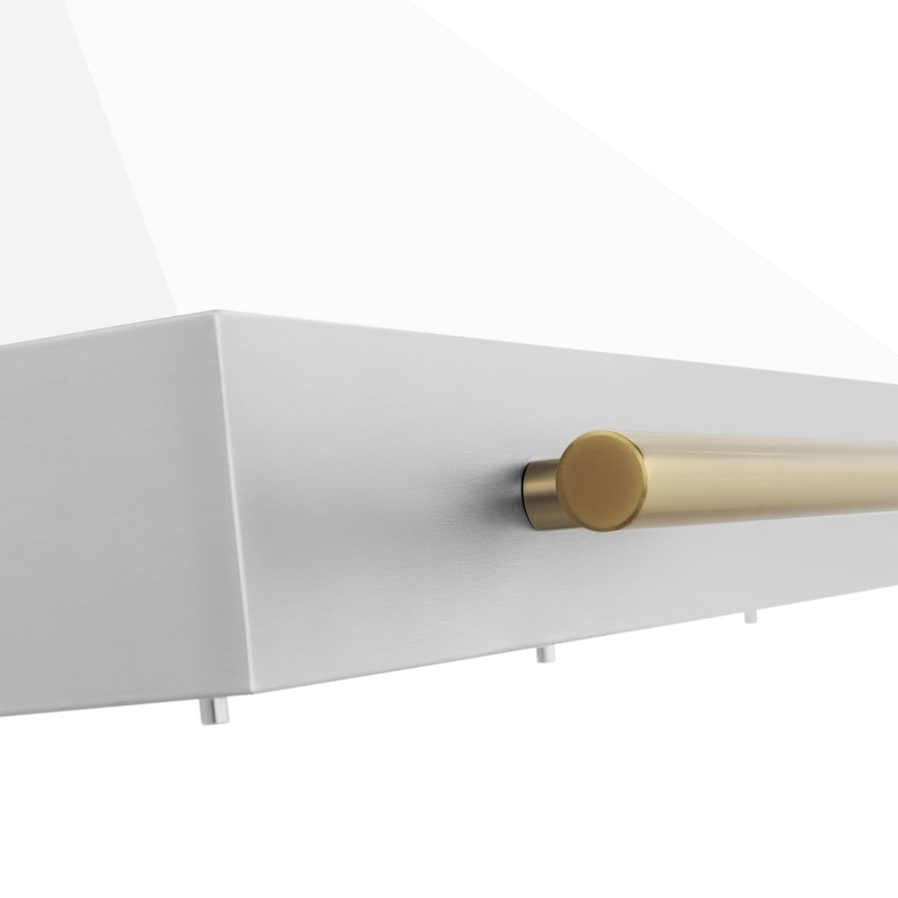 Autograph Edition 48 In. Convertible Stainless Steel Range Hood With White Matte Shell And Polished Gold Accents KB4STZWM48G