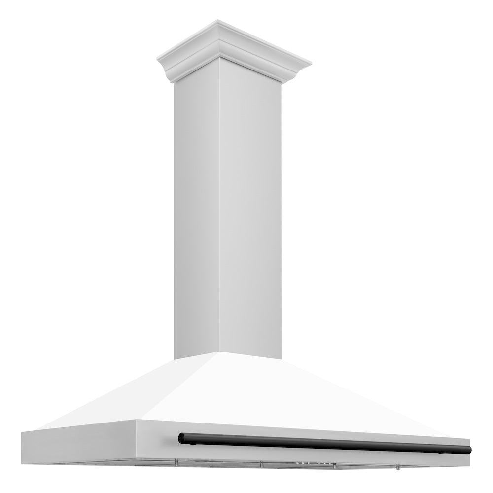 Autograph Edition 48 In. Convertible Stainless Steel Range Hood With White Matte Shell And Matte Black Accents KB4STZWM48MB