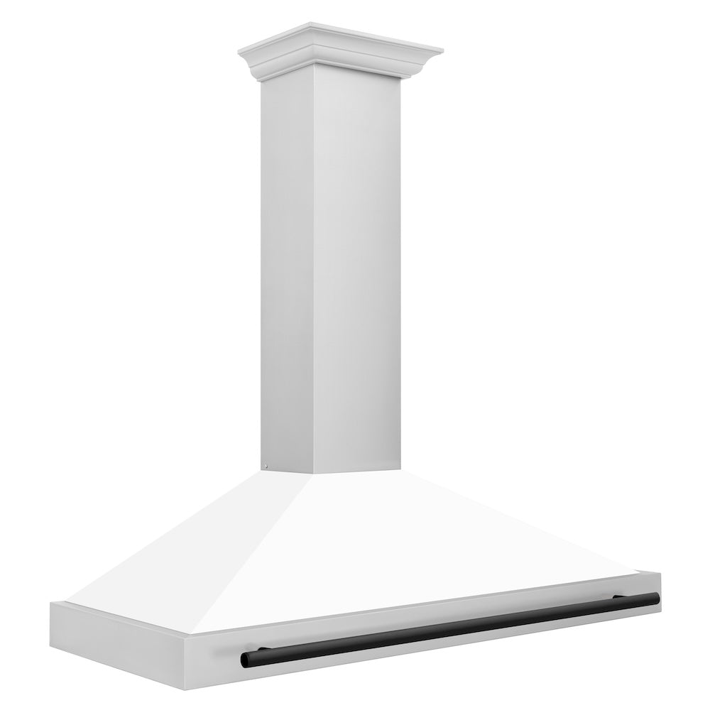 Autograph Edition 48 In. Convertible Stainless Steel Range Hood With White Matte Shell And Matte Black Accents KB4STZWM48MB