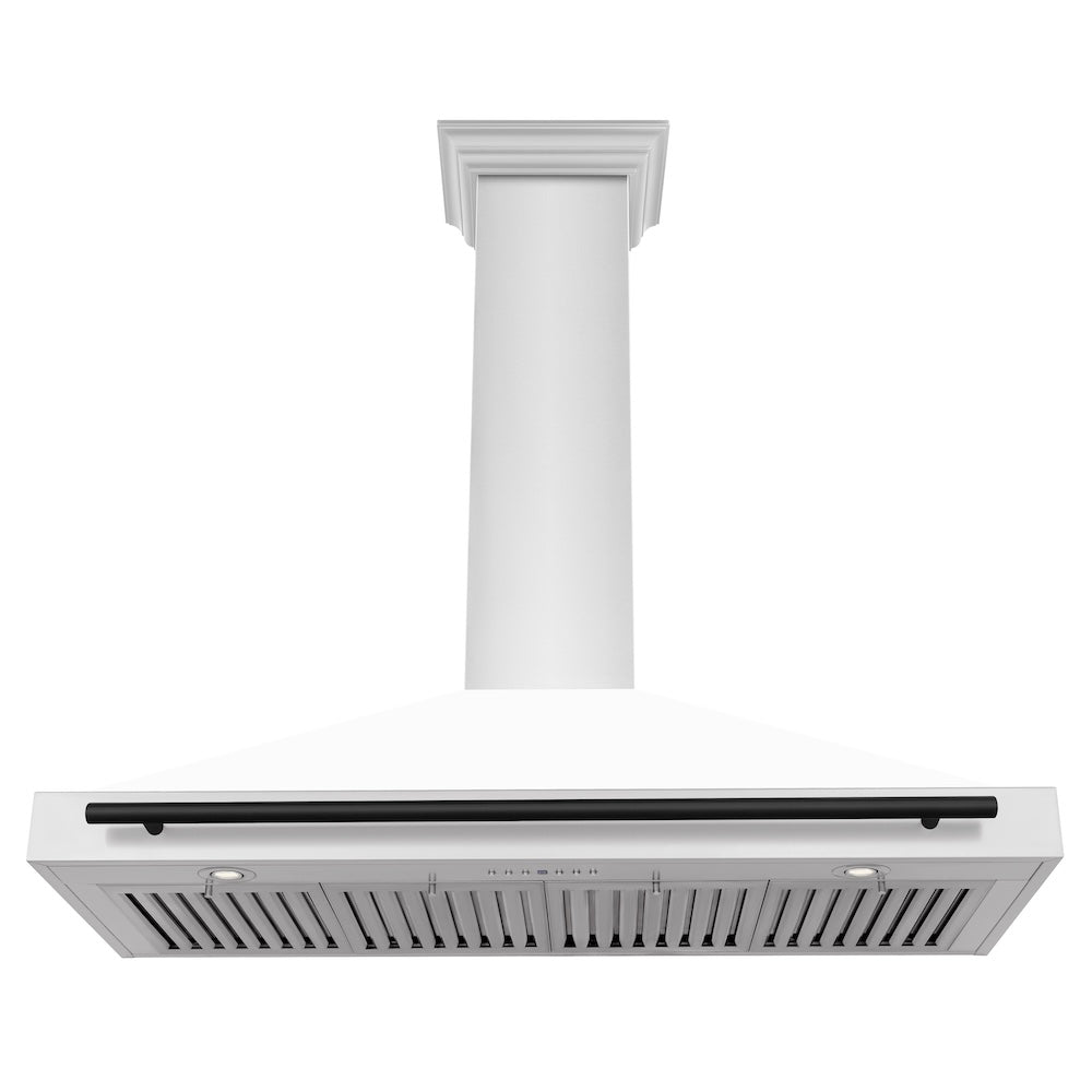 Autograph Edition 48 In. Convertible Stainless Steel Range Hood With White Matte Shell And Matte Black Accents KB4STZWM48MB