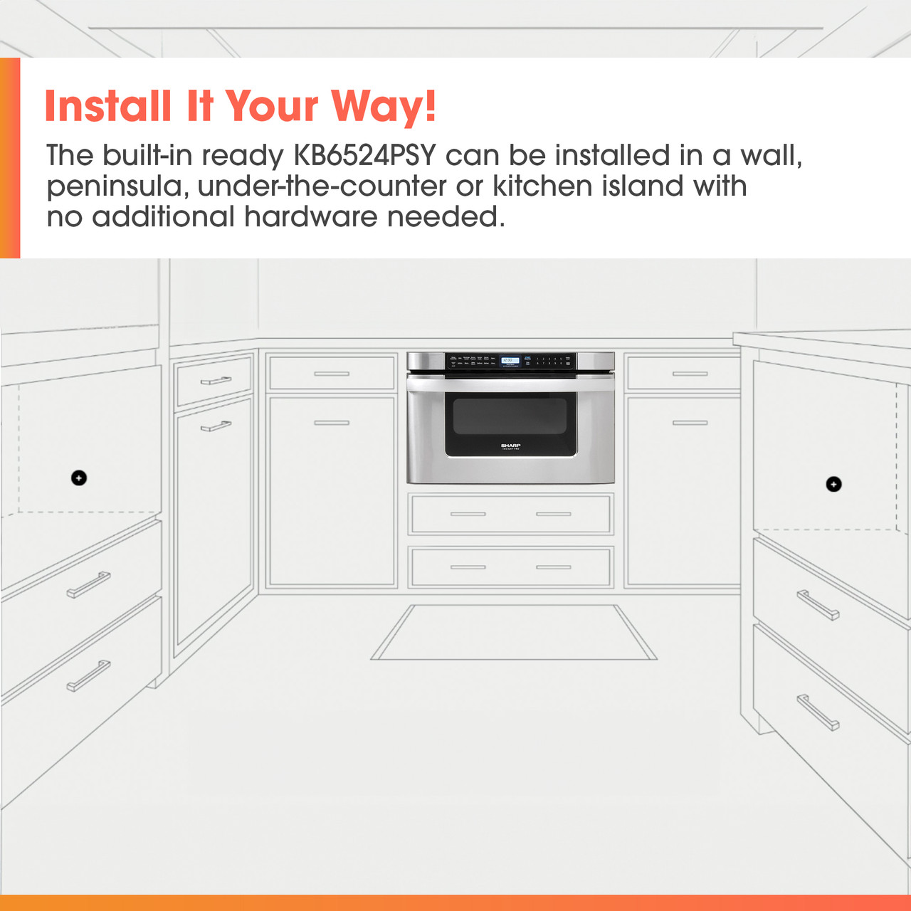 24 In. 1.2 Cu. Ft. 950w Easy Open Stainless Steel Microwave Drawer view 5