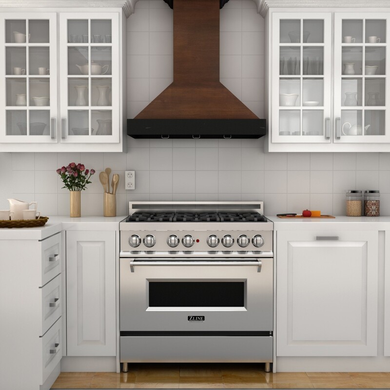 ZLINE 30 in. Convertible Vent Wooden Wall Mount Range Hood in Antigua and Walnut (KBAR-30) KBAR30