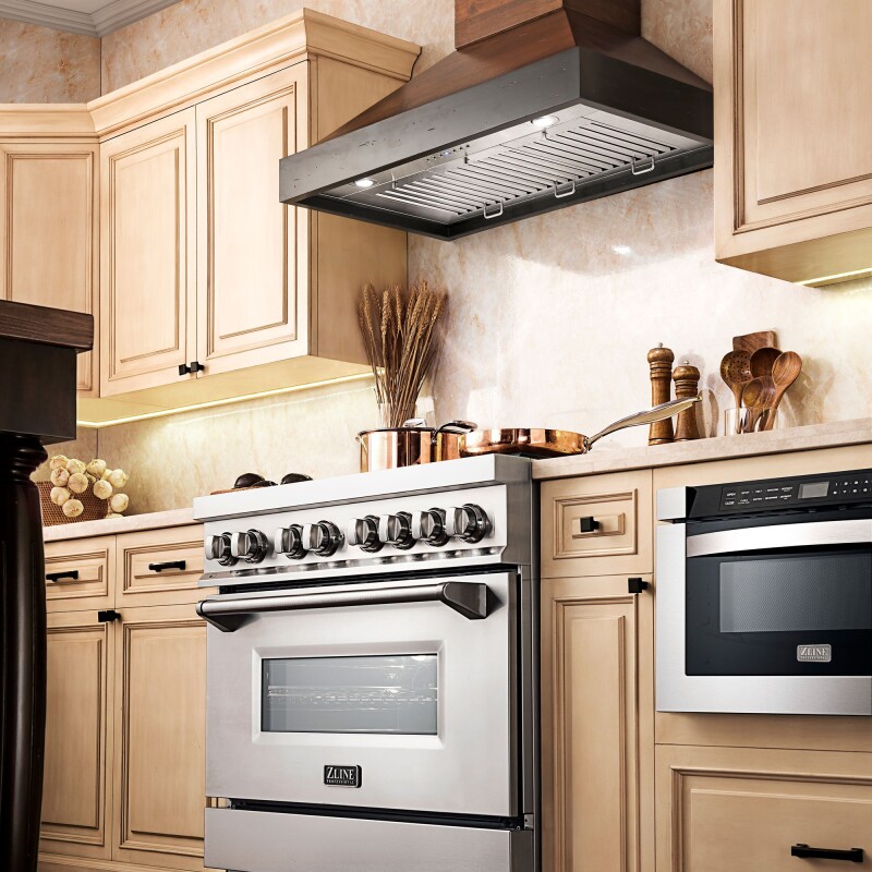 30" Ducted Wooden Wall Mount Range Hood with Remote Motor - 30 Inch KBARRS30400