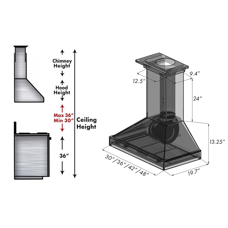 30" Ducted Wooden Wall Mount Range Hood with Remote Motor - 30 Inch KBARRS30400