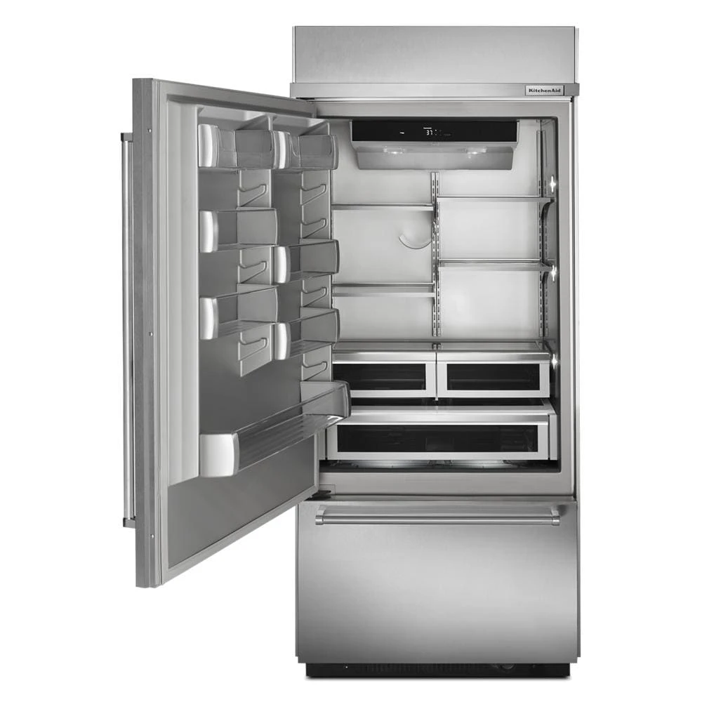20.9 Cu. Ft. 36" Width Built-In Stainless Bottom Mount Refrigerator with Platinum Interior Design view 7
