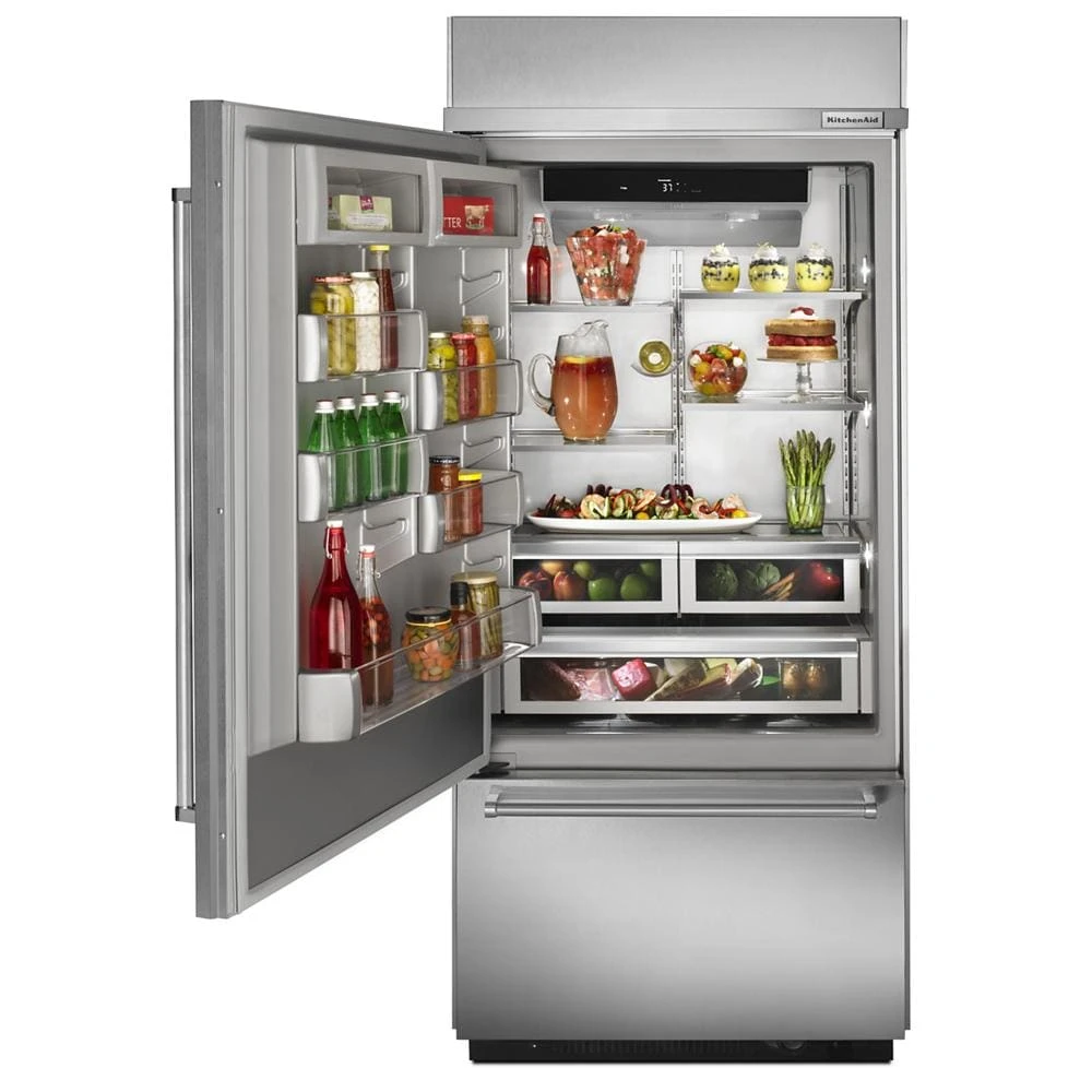 20.9 Cu. Ft. 36" Width Built-In Stainless Bottom Mount Refrigerator with Platinum Interior Design view 8