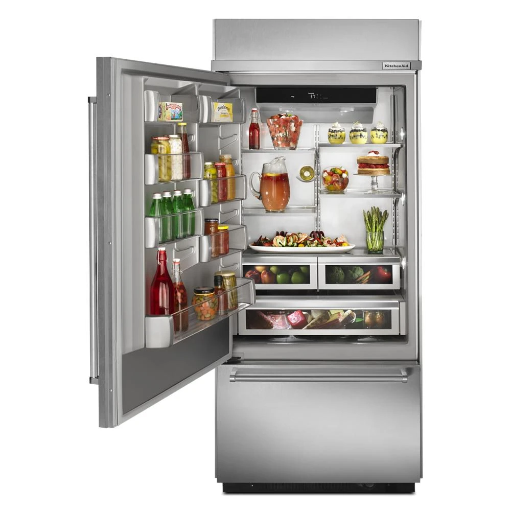 20.9 Cu. Ft. 36" Width Built-In Stainless Bottom Mount Refrigerator with Platinum Interior Design view 9