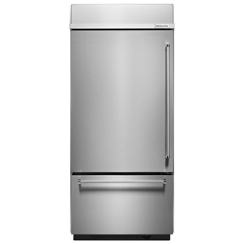 KitchenAid 20.9 Cu. Ft. 36" Width Built-In Stainless Bottom Mount Refrigerator with Platinum Interior Design Stainless Steel KBBL306ESS Picture 1
