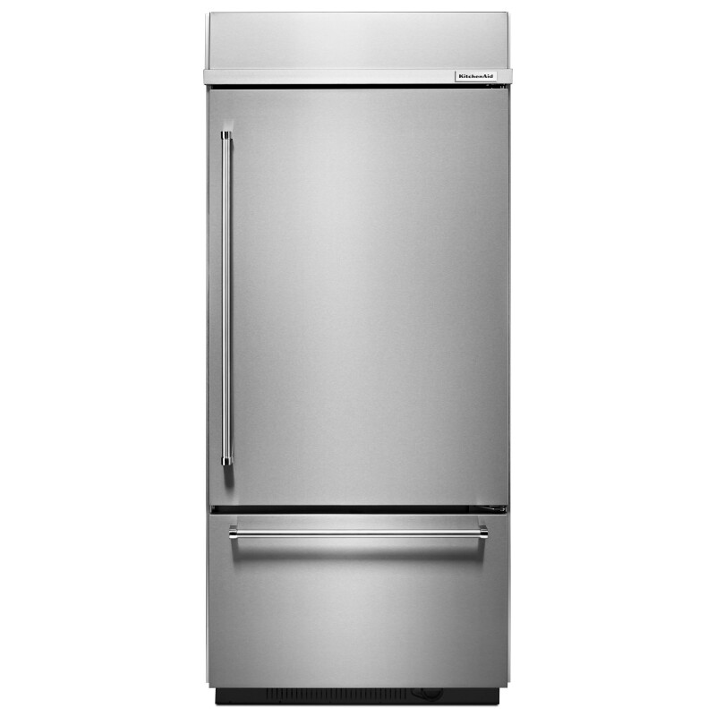 KitchenAid 20.9 Cu. Ft. 36" Width Built-In Stainless Bottom Mount Refrigerator with Platinum Interior Design Stainless Steel KBBR306ESS Picture 1