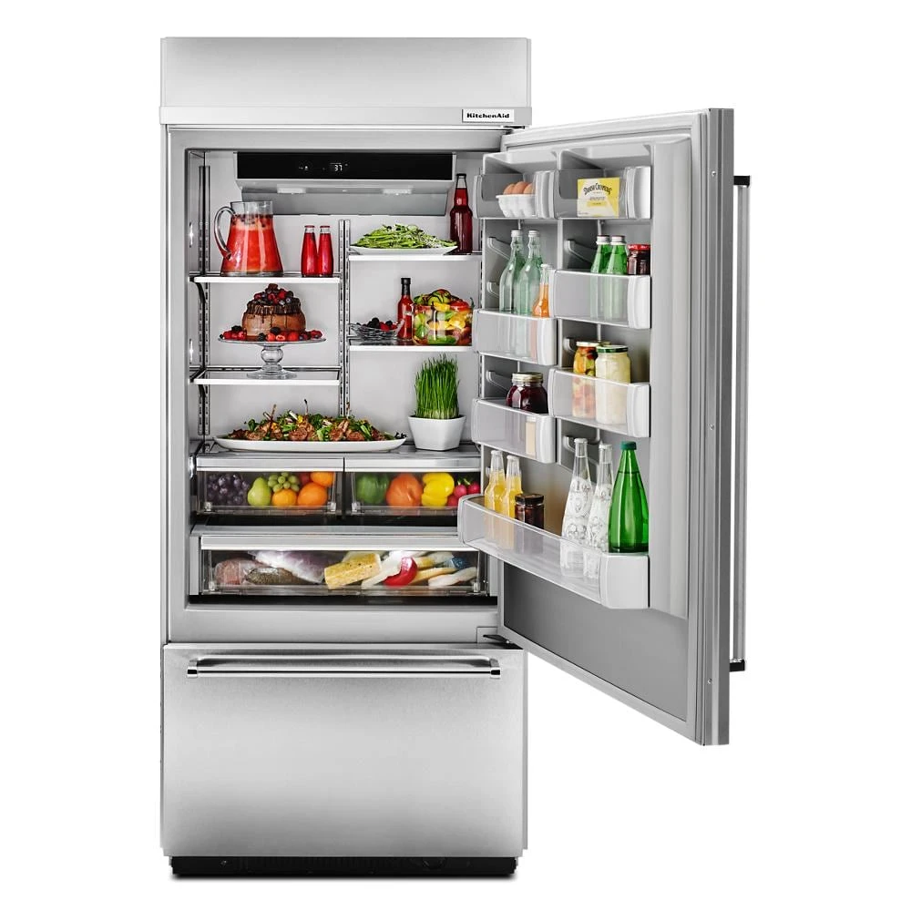 20.9 Cu. Ft. 36" Width Built-In Stainless Bottom Mount Refrigerator with Platinum Interior Design view 12