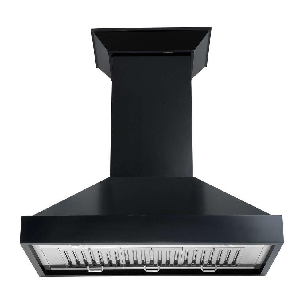30 In. Convertible Vent Wooden Wall Mount Range Hood In Black KBCC30