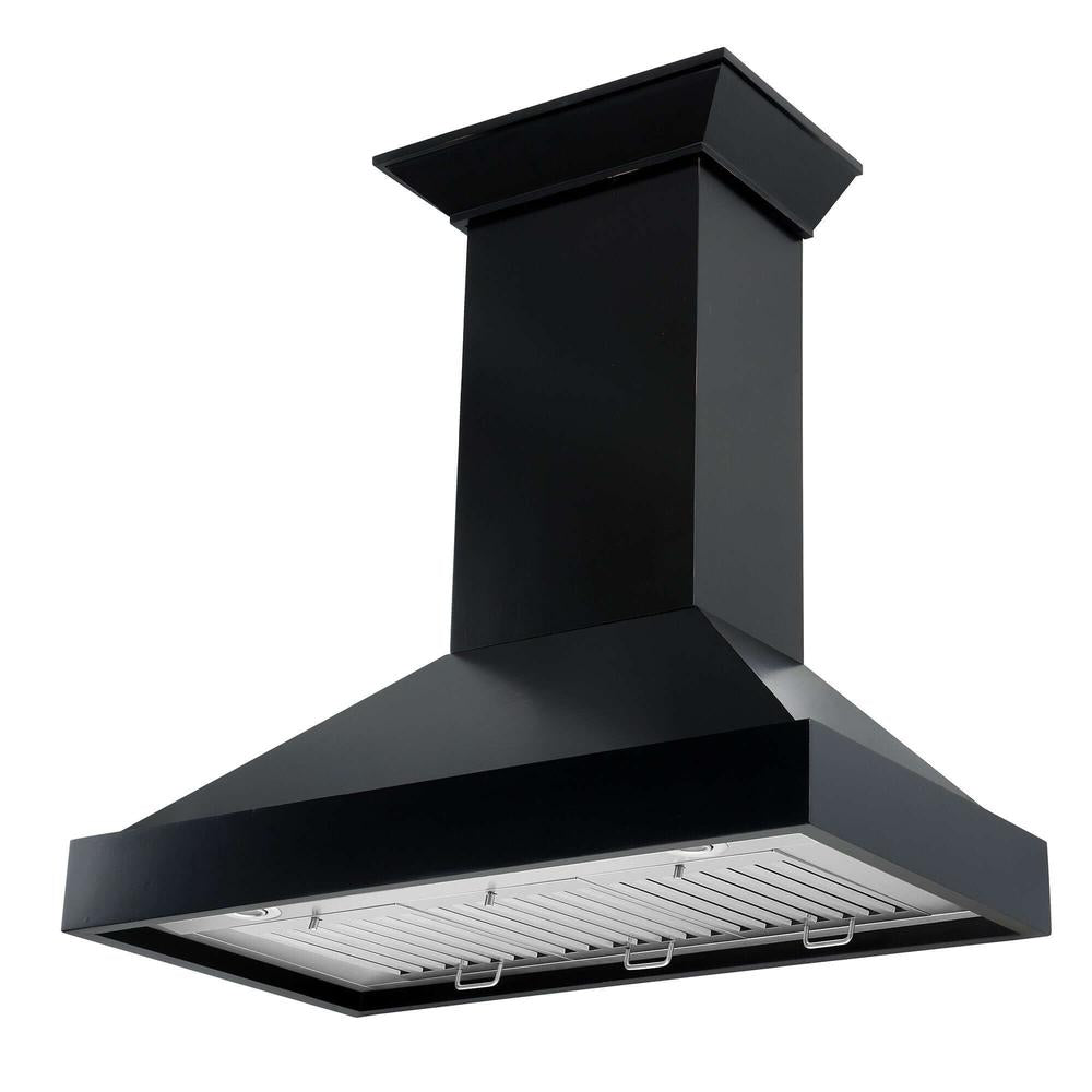 30 In. Convertible Vent Wooden Wall Mount Range Hood In Black KBCC30