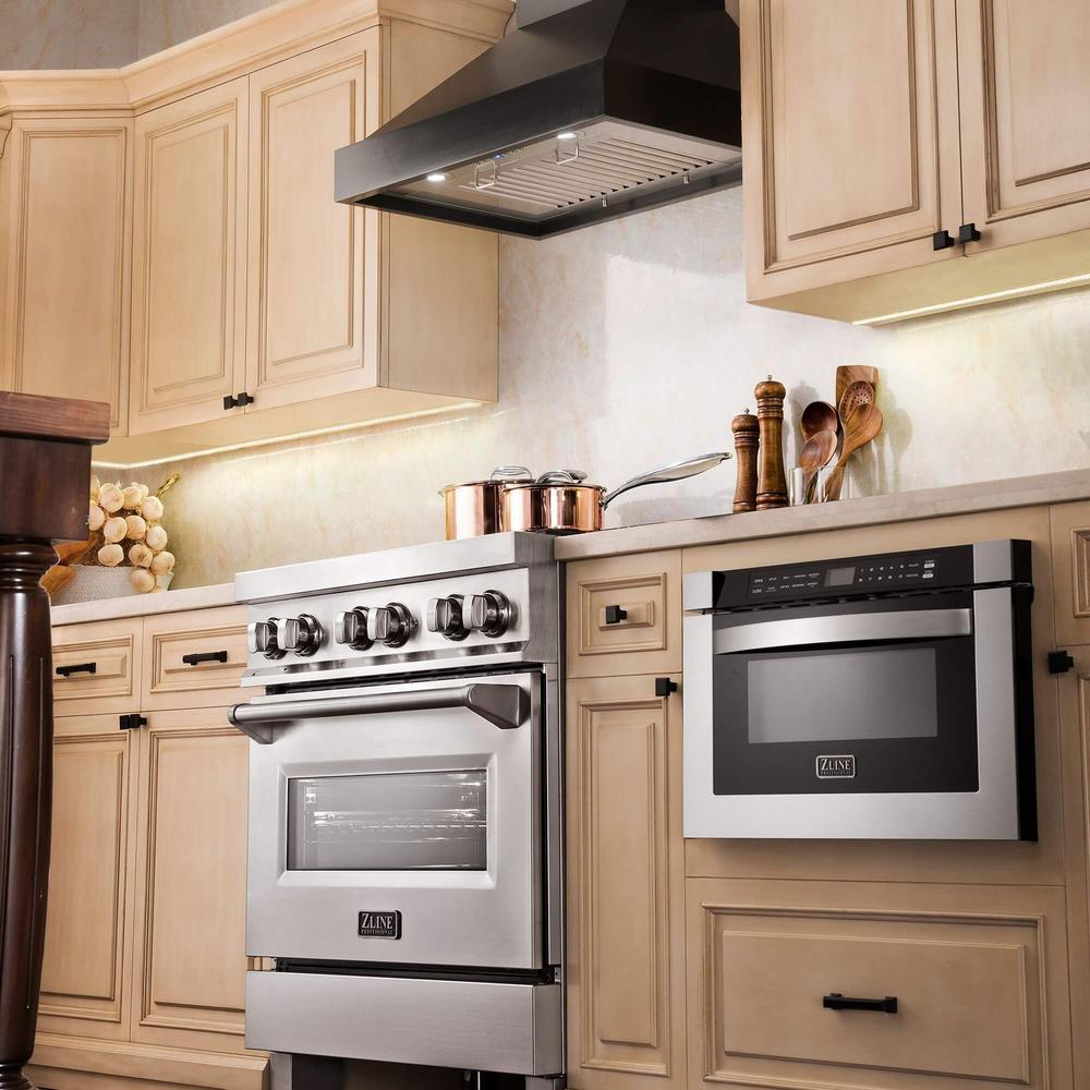 36 In. Convertible Vent Wooden Wall Mount Range Hood In Black KBCC36