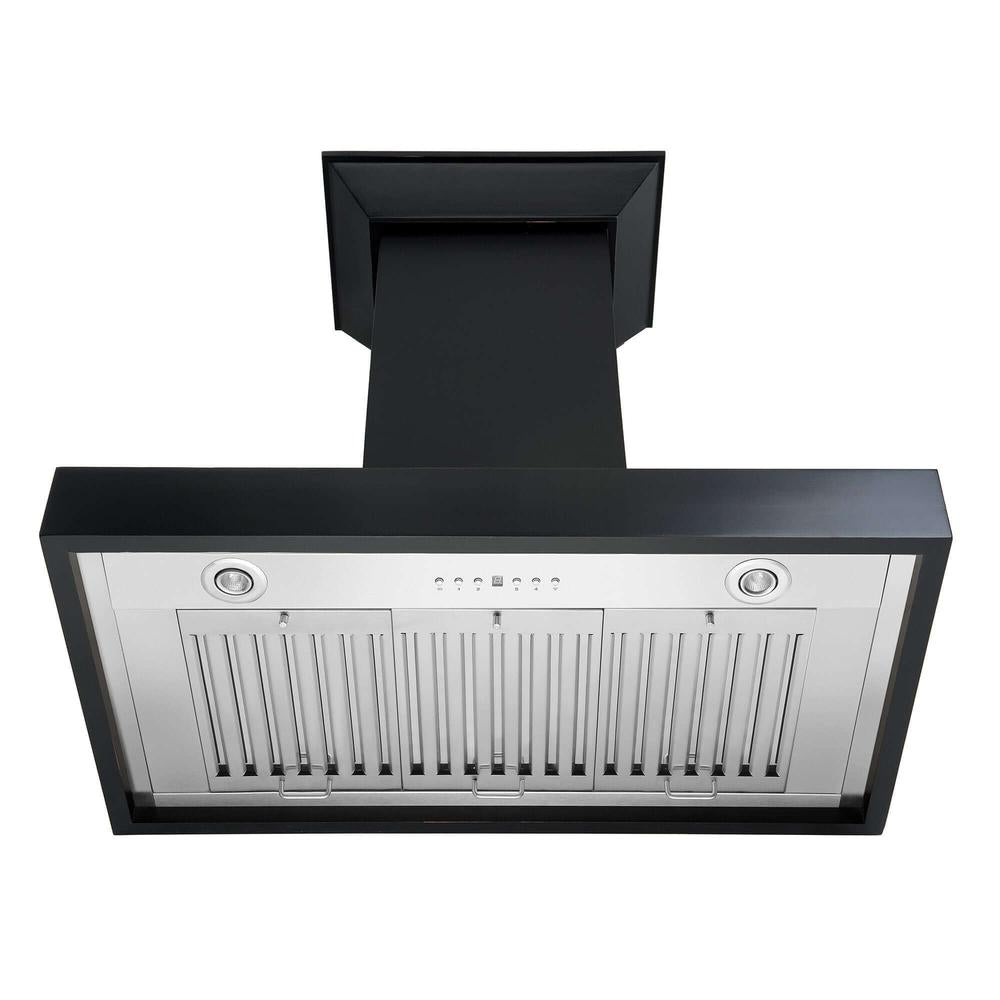 36 In. Convertible Vent Wooden Wall Mount Range Hood In Black KBCC36