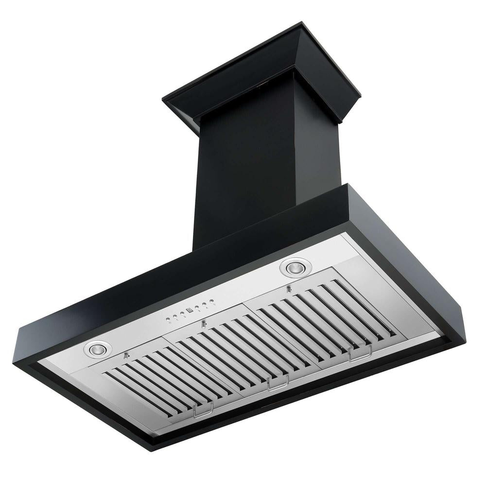 36 In. Convertible Vent Wooden Wall Mount Range Hood In Black KBCC36