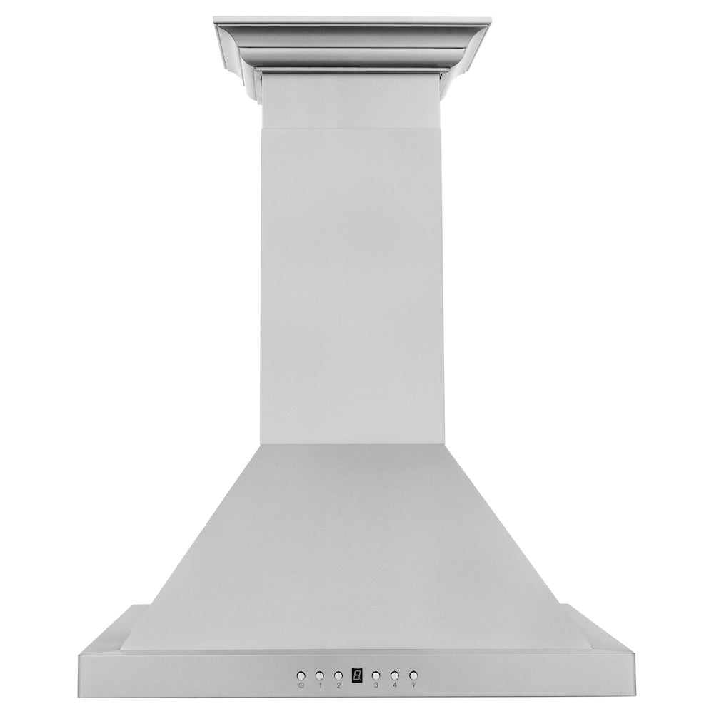 24 In. Convertible Vent Wall Mount Range Hood In Stainless Steel With Crown Molding KBCRN24