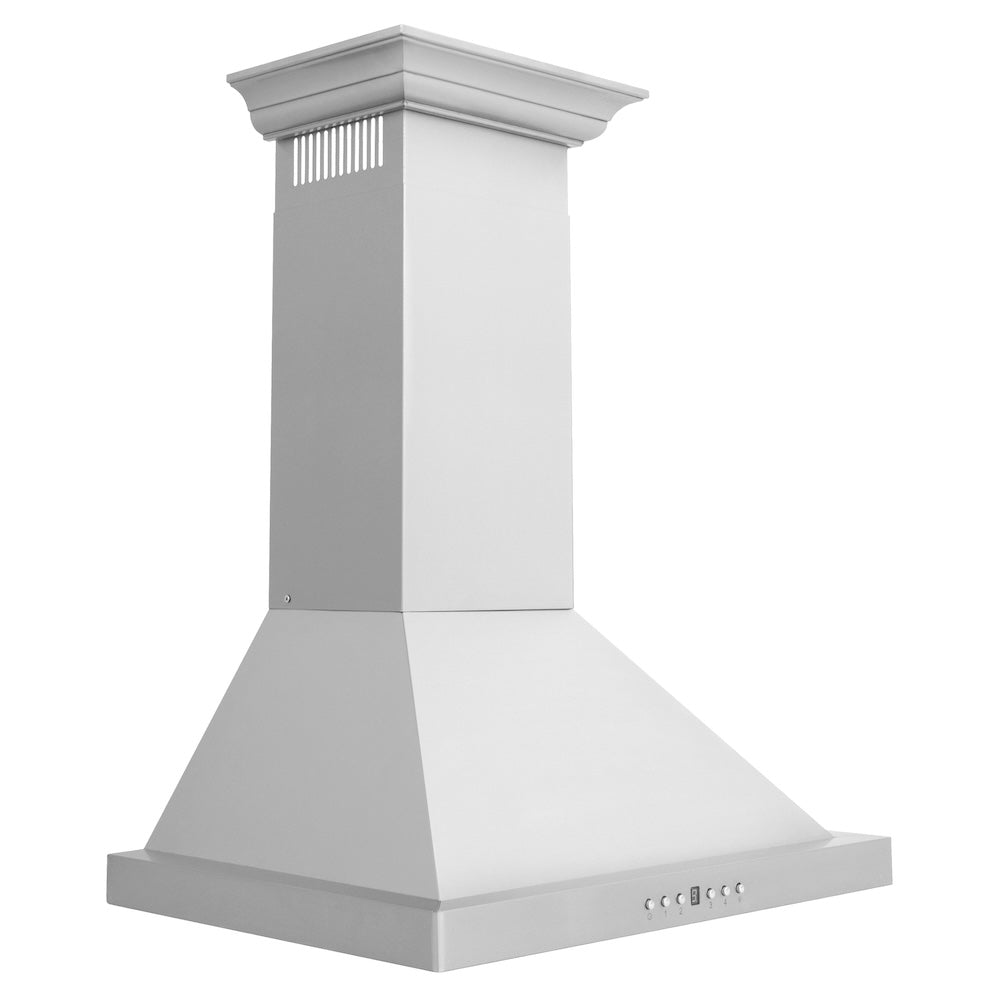 24 In. Convertible Vent Wall Mount Range Hood In Stainless Steel With Crown Molding KBCRN24