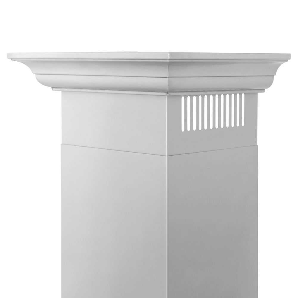 24 In. Convertible Vent Wall Mount Range Hood In Stainless Steel With Crown Molding KBCRN24