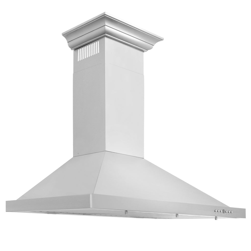 36 In. Convertible Vent Wall Mount Range Hood In Stainless Steel With Crown Molding KBCRN36