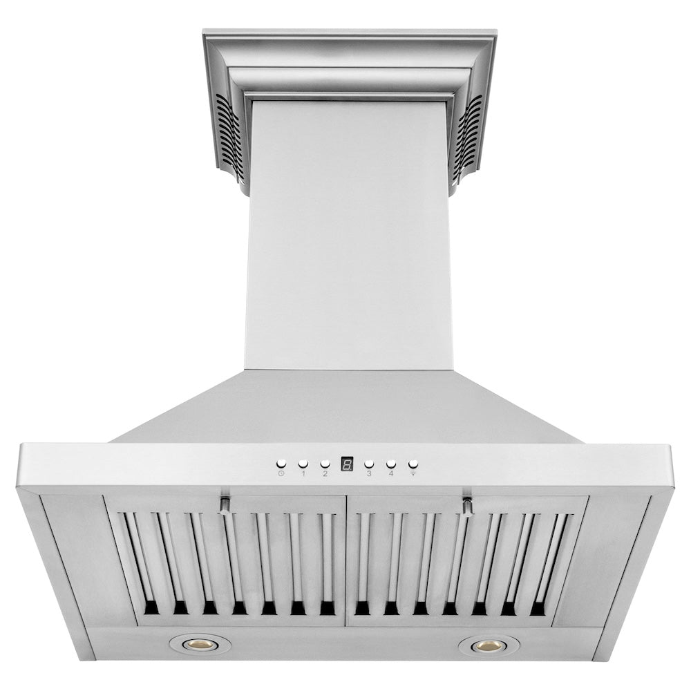 24 In. Crownsound™ Ducted Vent Wall Mount Range Hood In Stainless Steel With Built-in Bluetooth Speakers KBCRNBT24