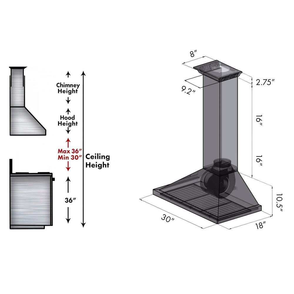 30 In. Crownsound™ Ducted Vent Wall Mount Range Hood In Stainless Steel With Built-in Bluetooth Speakers KBCRNBT30