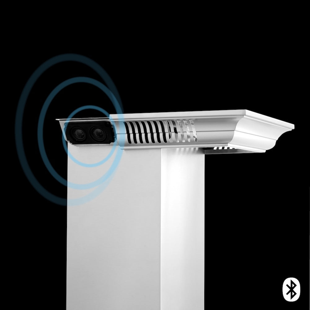 36 In. Crownsound™ Ducted Vent Wall Mount Range Hood In Stainless Steel With Built-in Bluetooth Speakers KBCRNBT36