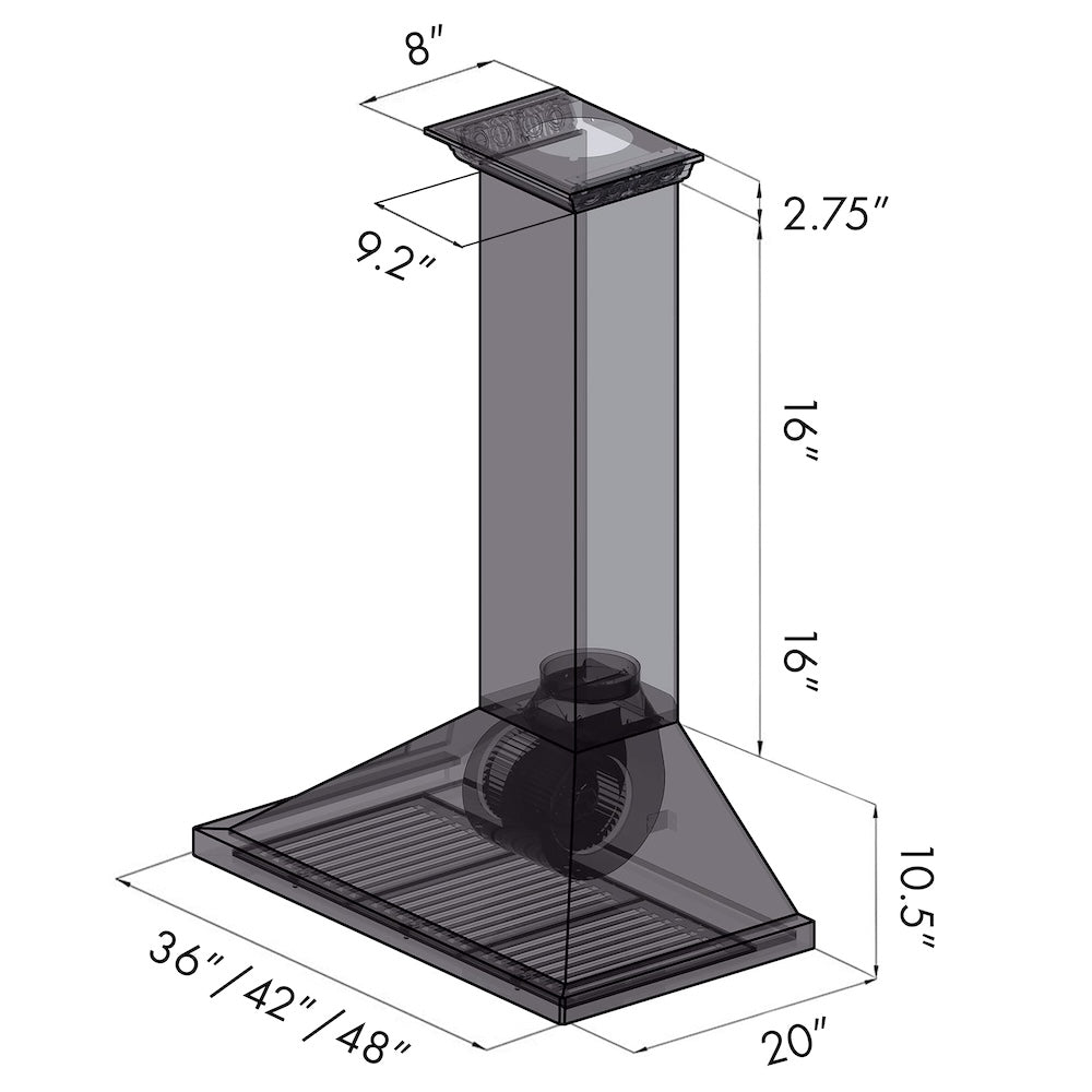 36 In. Crownsound™ Ducted Vent Wall Mount Range Hood In Stainless Steel With Built-in Bluetooth Speakers KBCRNBT36