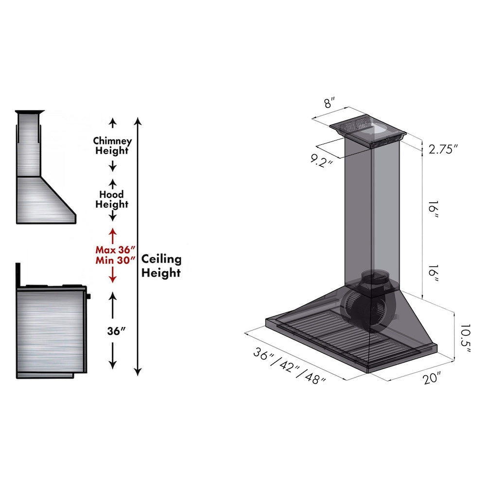 36 In. Crownsound™ Ducted Vent Wall Mount Range Hood In Stainless Steel With Built-in Bluetooth Speakers KBCRNBT36