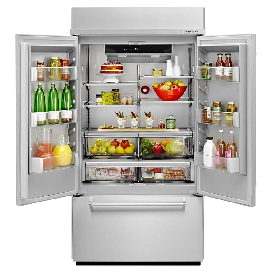 24.2 Cu. Ft. 42" Width Built-In Stainless French Door Refrigerator with Platinum Interior Design KBFN502ESS